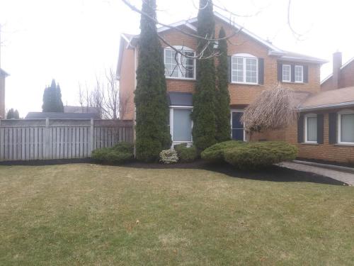 2 - Front yard with black mulch