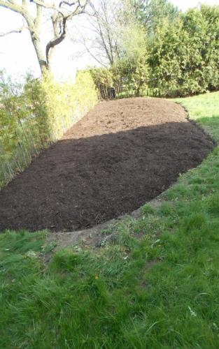 Large Garden bed installation with landscape Fabric
