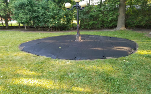 circular bed with fabric 