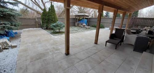 2021-j2-Late-fall-interlock-patio-project-in-backyard-with-canopy-Techo-Bloc-Summer-Wheat-large-pavers