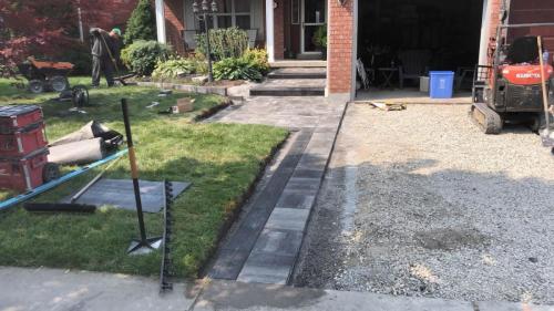 2021-p1-During-new-interlock-path-installation-in-front-yard-Bestway-Trevista-50-grey-mix-with-Unilock-Sienna-Smooth-Step