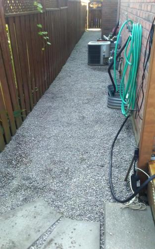 Sideyard Landscape Fabric  Pea Stone