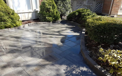 front yard paver patio with edge 