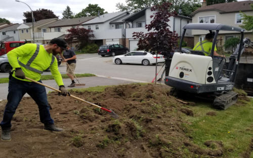 front entrance sod grading before